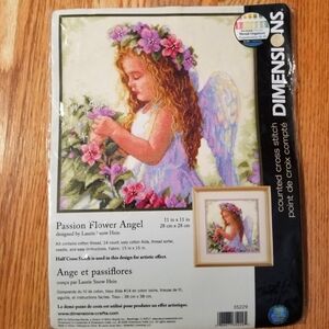 DIMENSIONS NWT Passion Flower Angel Counted Cross Stitch 11x11
